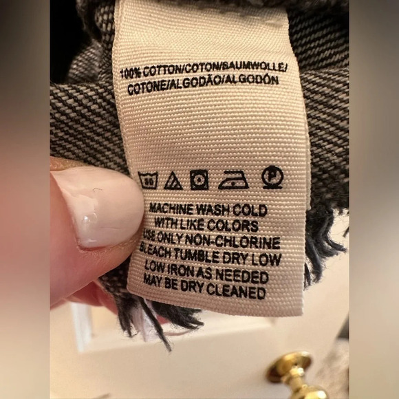 WE THE FREE PEOPLE Blk Rugged Aline Denim Button Fly Raw Hem Mini Jean Skirt 27 - Picture 5 of 11